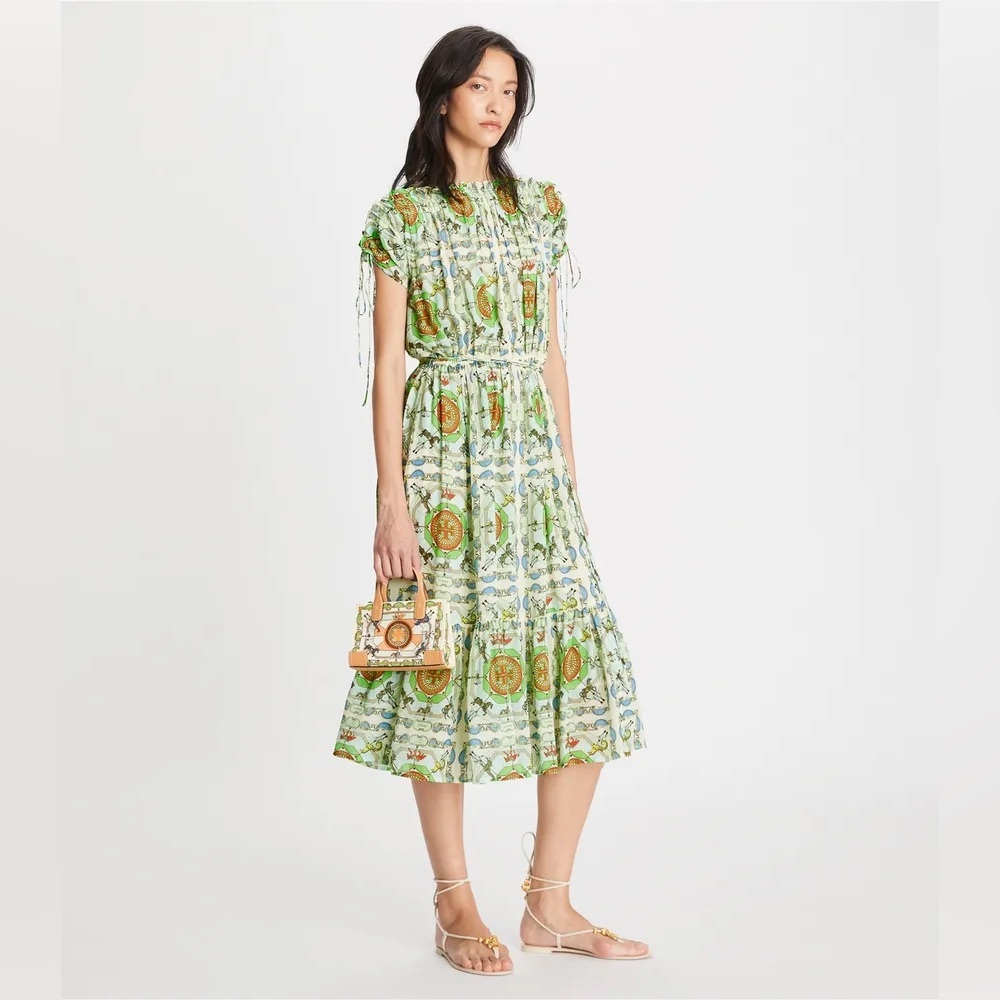 Tory Burch Green and Blue Midi Dress